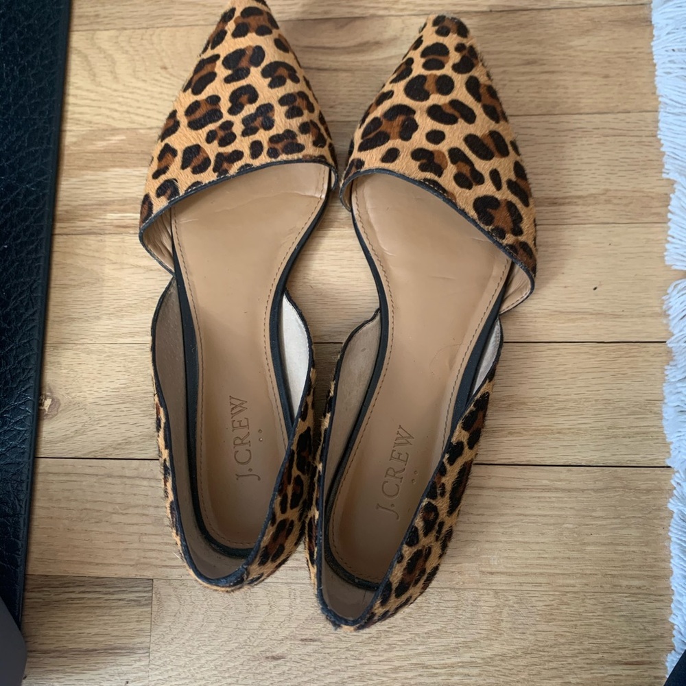 J crew calf hair leopard flats